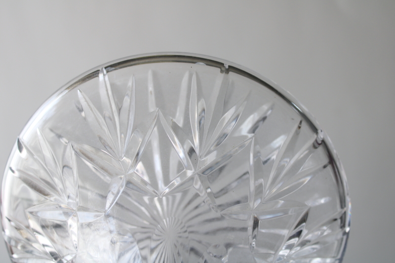 photo of heavy clear crystal ships decanter, glass stopper & bottle w/ wide base  #5