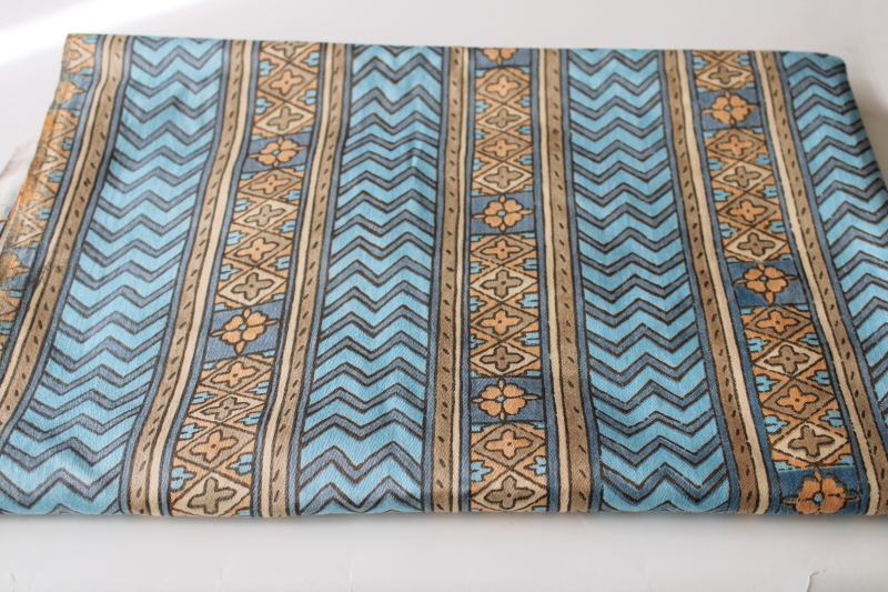 photo of heavy cotton fabric, vintage upholstery or decorator material w/ Egyptian revival design #1