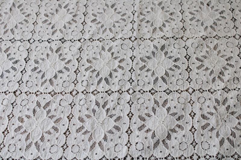 photo of heavy cotton lace tablecloth, vintage shabby cottage chic white farmhouse decor #1