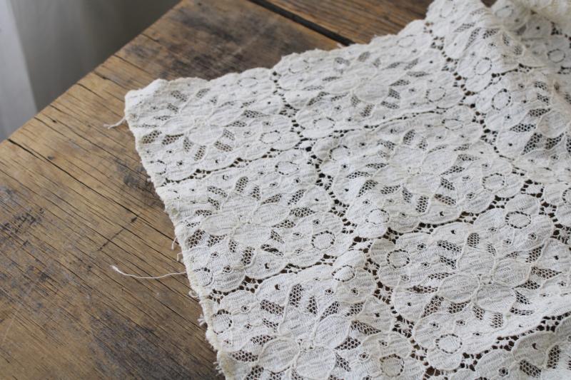 photo of heavy cotton lace tablecloth, vintage shabby cottage chic white farmhouse decor #5