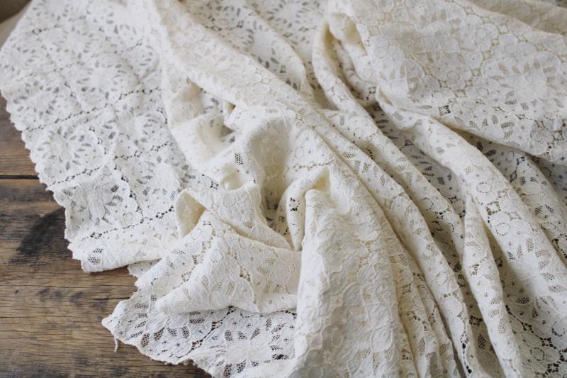 photo of heavy cotton lace tablecloth, vintage shabby cottage chic white farmhouse decor #6