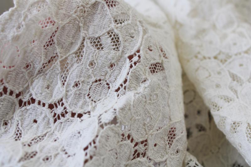 photo of heavy cotton lace tablecloth, vintage shabby cottage chic white farmhouse decor #7