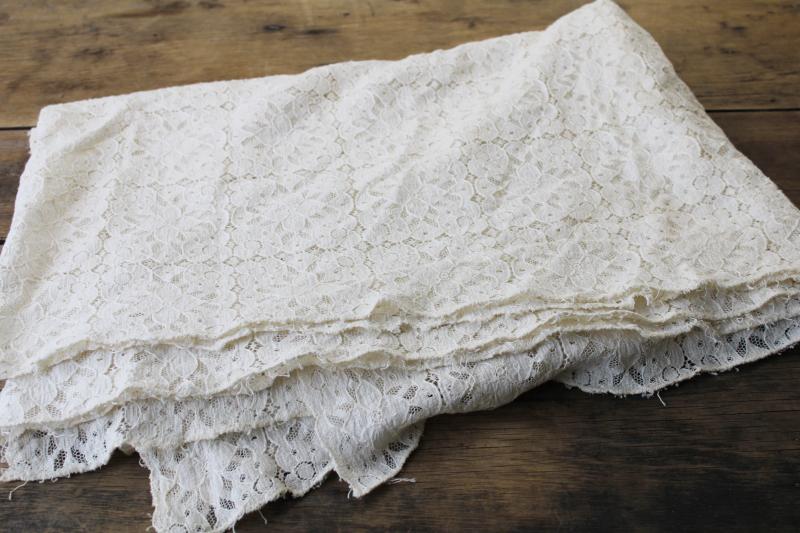 photo of heavy cotton lace tablecloth, vintage shabby cottage chic white farmhouse decor #8