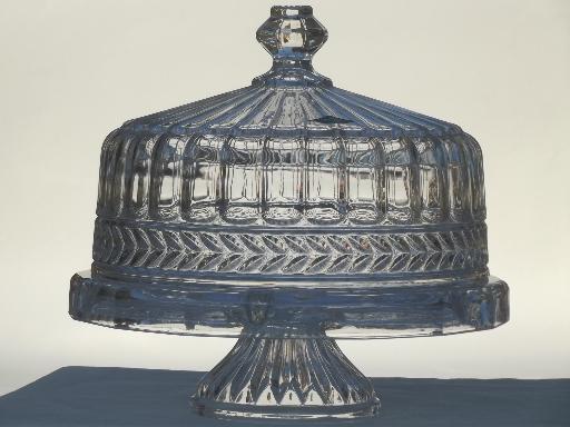 photo of heavy crystal cake stand, Shannon  label glass plate w/ dome cover #1