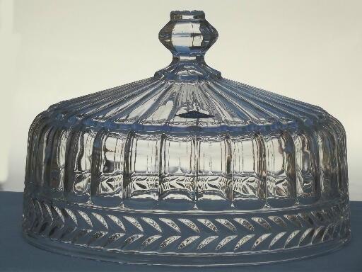 photo of heavy crystal cake stand, Shannon  label glass plate w/ dome cover #4