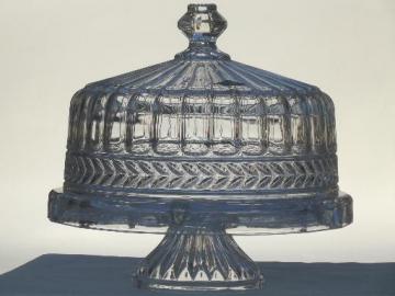 catalog photo of heavy crystal cake stand, Shannon  label glass plate w/ dome cover