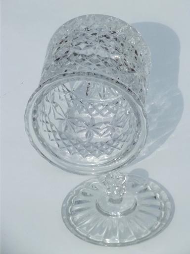 photo of heavy crystal candy dish, canister jar & bowl, vintage glassware lot  #2