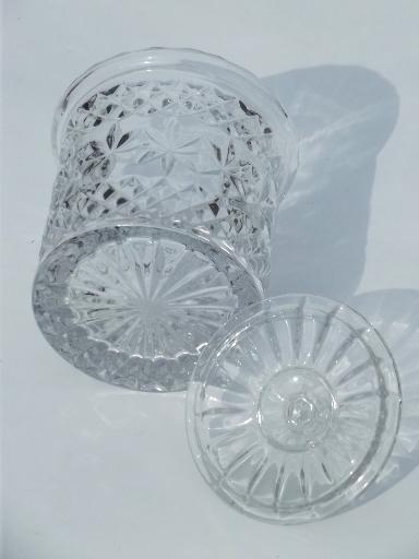 photo of heavy crystal candy dish, canister jar & bowl, vintage glassware lot  #3