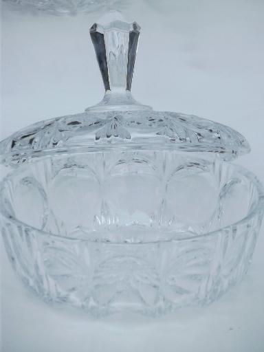 photo of heavy crystal candy dish, canister jar & bowl, vintage glassware lot  #5