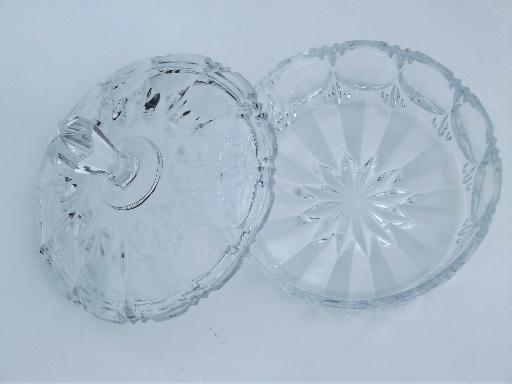 photo of heavy crystal candy dish, canister jar & bowl, vintage glassware lot  #6