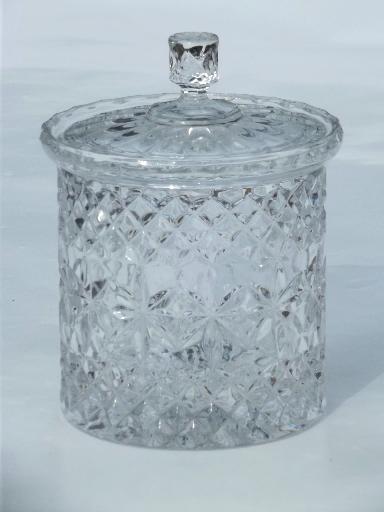 photo of heavy crystal candy dish, canister jar & bowl, vintage glassware lot  #10