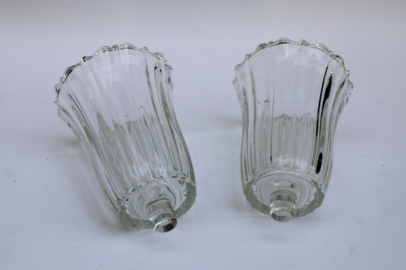 photo of heavy crystal clear glass candle shades for sconces or candlesticks vintage peg type votive holders  #1