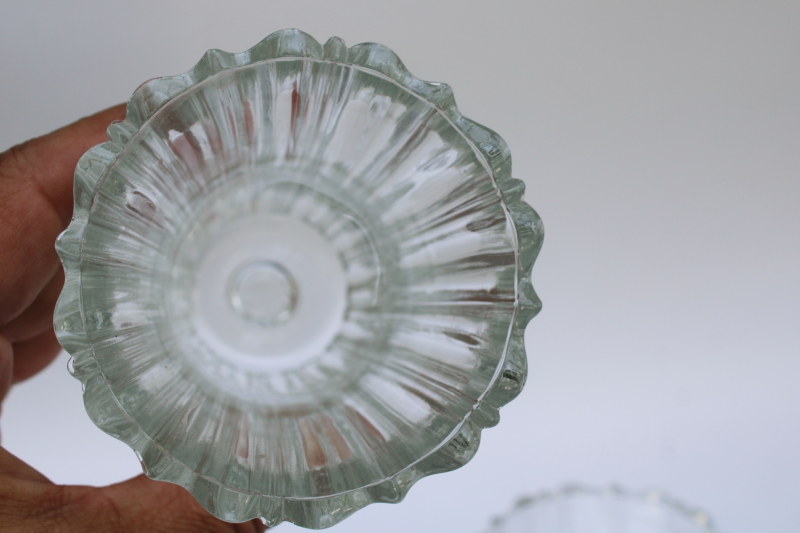 photo of heavy crystal clear glass candle shades for sconces or candlesticks vintage peg type votive holders  #3