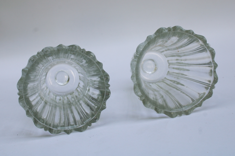 photo of heavy crystal clear glass candle shades for sconces or candlesticks vintage peg type votive holders  #4