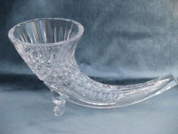 catalog photo of heavy glass crystal horn of plenty cornucopia vase