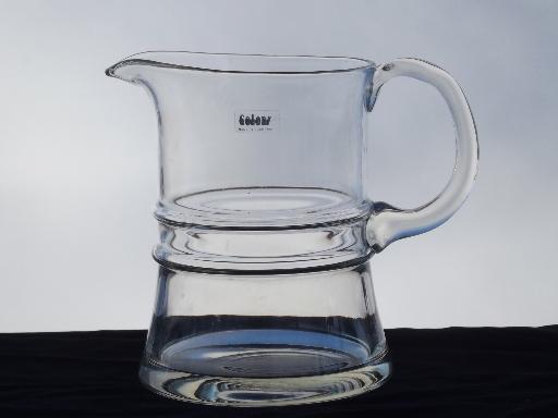 photo of heavy hand-blown glass pitcher, sangria or beer pitcher w/ Colony label #1