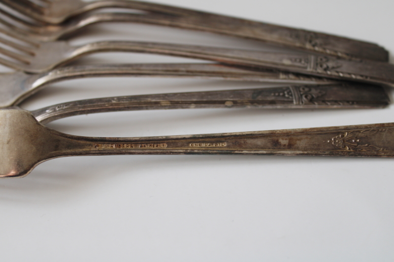 photo of heavy hotel silver plate flatware forks vintage Lady Drake circa 1940 W A Rogers Oneida Ltd #3