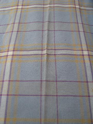 photo of heavy old double-sided wool blanket, vintage fringed camp plaid throw #2