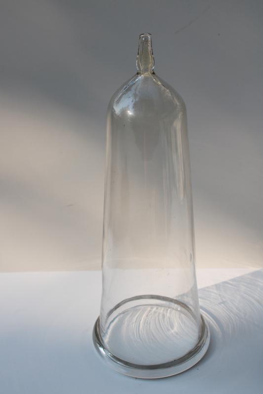 photo of heavy old lab glass vessel or bell jar, upcycled repurposed cloche display dome  #6