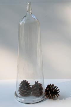 catalog photo of heavy old lab glass vessel or bell jar, upcycled repurposed cloche display dome 