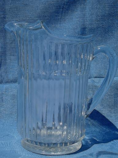 photo of heavy old ribbed clear glass pitcher, vintage 2 qt draft beer pitcher heavy old ribbed clear glass pitcher, vintage 2 qt draft beer pitcher #1