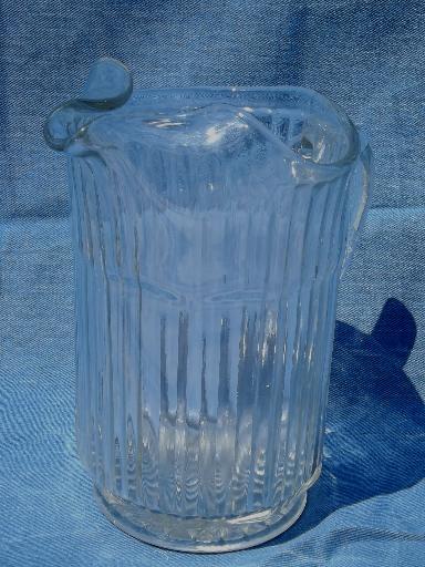 photo of heavy old ribbed clear glass pitcher, vintage 2 qt draft beer pitcher heavy old ribbed clear glass pitcher, vintage 2 qt draft beer pitcher #2