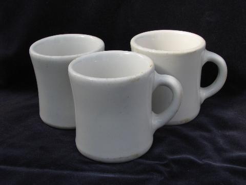 photo of heavy old white ironstone china coffee cups mugs, 1920s vintage #2