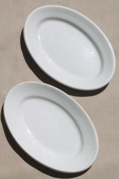 catalog photo of heavy old white ironstone china, vintage butter plates or small platters