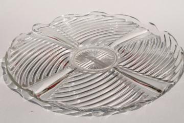 catalog photo of heavy pressed pattern glass cake plate or torte plate, 303 line vintage Indiana glass