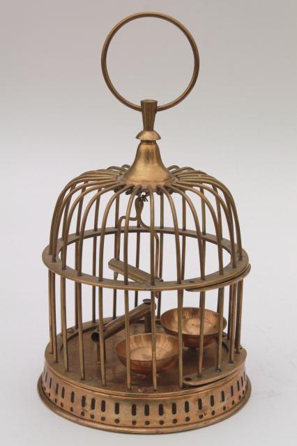 photo of heavy solid brass bird cage, vintage decorative birdcage hanging pot planter holder #3