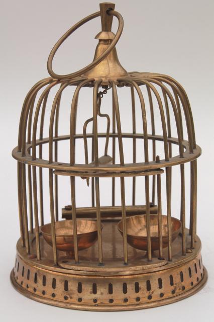 photo of heavy solid brass bird cage, vintage decorative birdcage hanging pot planter holder #4