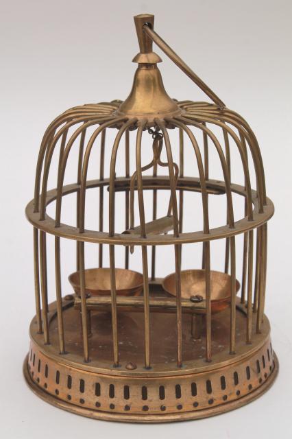 photo of heavy solid brass bird cage, vintage decorative birdcage hanging pot planter holder #6