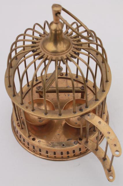 photo of heavy solid brass bird cage, vintage decorative birdcage hanging pot planter holder #7