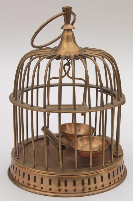 photo of heavy solid brass bird cage, vintage decorative birdcage hanging pot planter holder #8