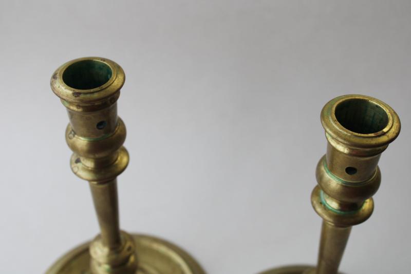 photo of heavy solid brass candlesticks, Williamsburg Restoration Virginia Metalcrafters #2