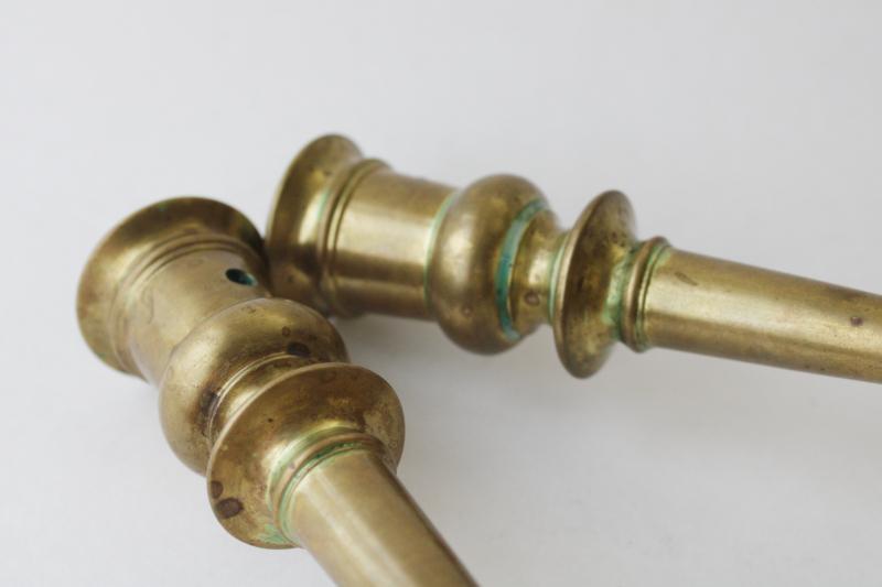 photo of heavy solid brass candlesticks, Williamsburg Restoration Virginia Metalcrafters #4