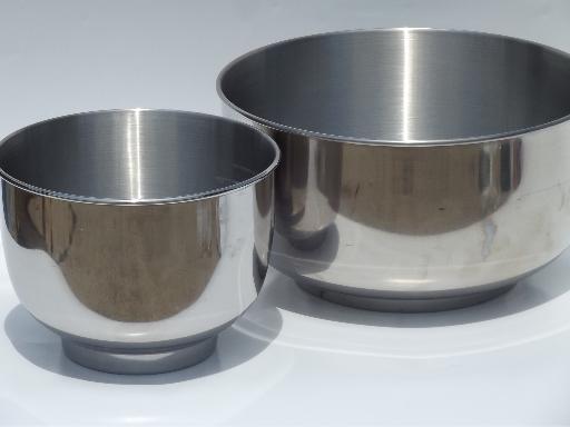 photo of heavy stainless steel bowls marked for vintage Sunbeam mixmaster mixer #1