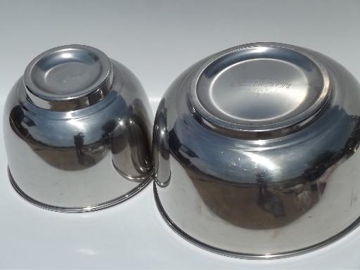 photo of heavy stainless steel bowls marked for vintage Sunbeam mixmaster mixer #5