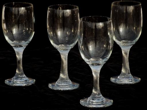 photo of heavy twist stem water glasses, hand-blown glass goblets w/ twisted stems #1