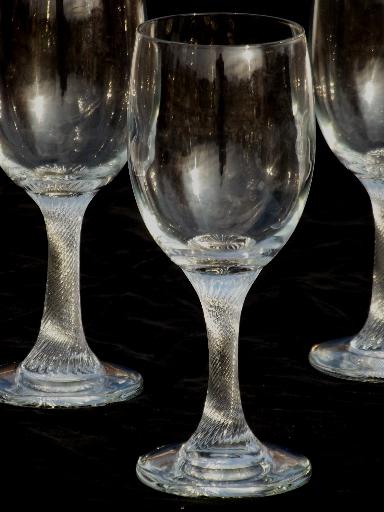 photo of heavy twist stem water glasses, hand-blown glass goblets w/ twisted stems #2