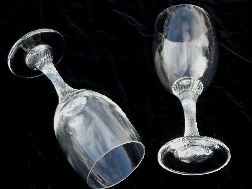 photo of heavy twist stem water glasses, hand-blown glass goblets w/ twisted stems #4