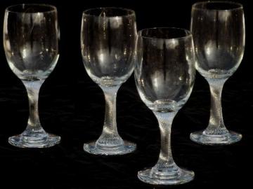 catalog photo of heavy twist stem water glasses, hand-blown glass goblets w/ twisted stems