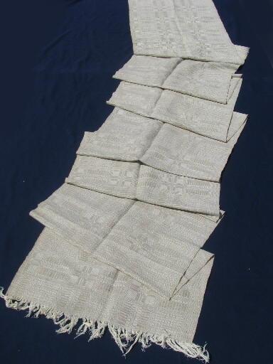 photo of heavy vintage natural flax brown & ivory handwoven linen fabric, 7 1/2 yds #1