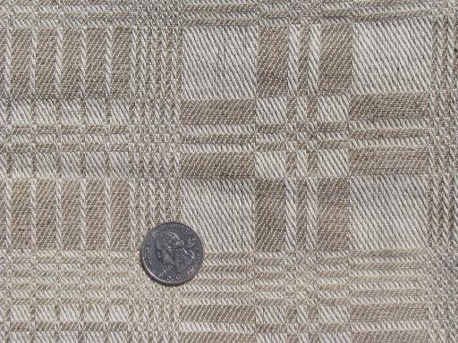 photo of heavy vintage natural flax brown & ivory handwoven linen fabric, 7 1/2 yds #5