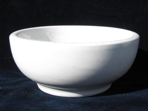 photo of heavy white ironstone china footed bowls, vintage restaurant soup or chili bowl lot #2