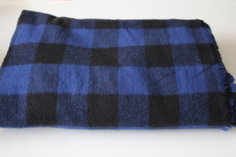 photo of heavyweight cotton flannel, blue & black buffalo checked plaid shirt jacket fabric #1