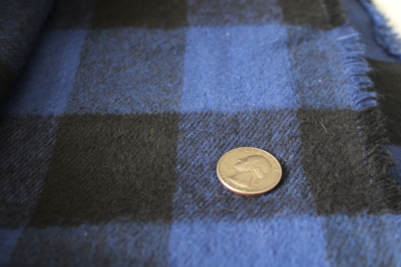 photo of heavyweight cotton flannel, blue & black buffalo checked plaid shirt jacket fabric #4