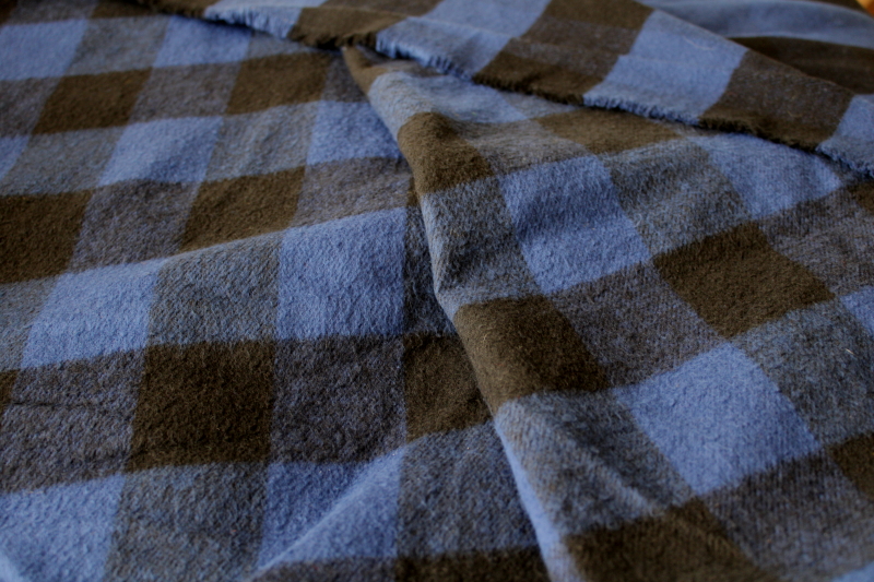 photo of heavyweight cotton flannel, blue & black buffalo checked plaid shirt jacket fabric #5