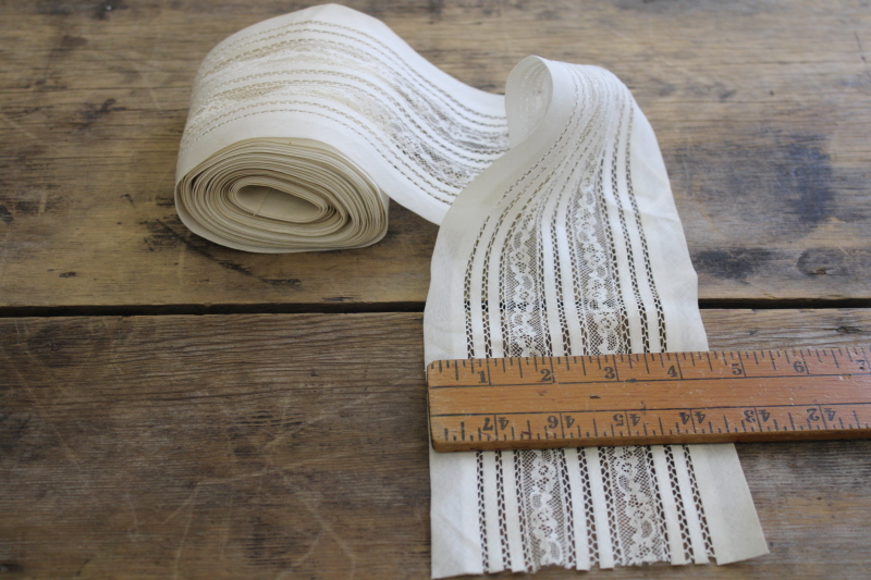 photo of heirloom sewing vintage lace insertion, wide band white cotton lawn w/ inset lace #1