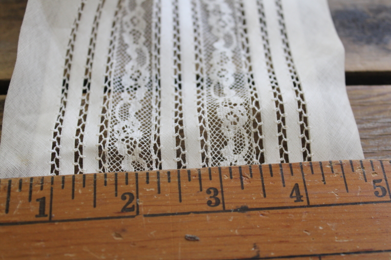 photo of heirloom sewing vintage lace insertion, wide band white cotton lawn w/ inset lace #2